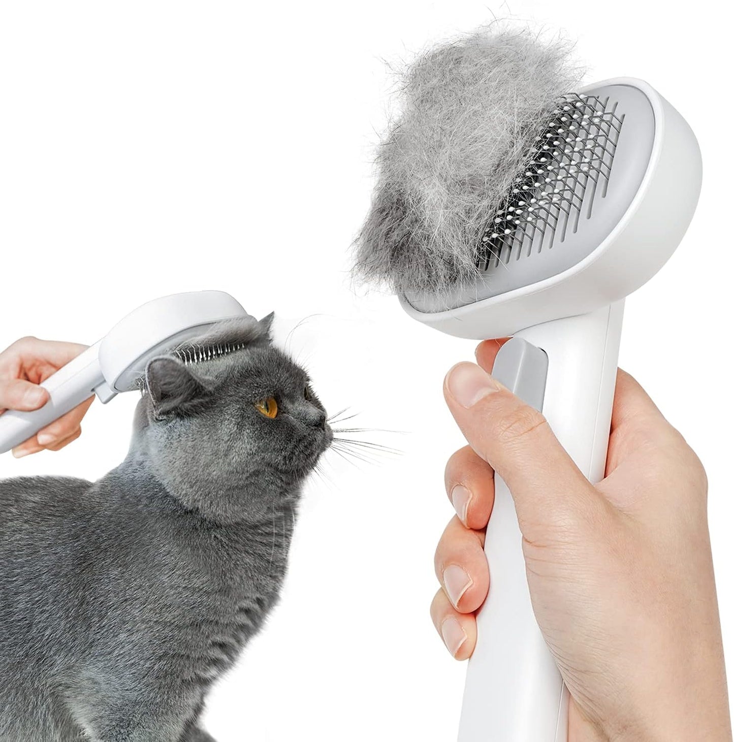 Release Button, Cat Brushes for Indoor Cats Shedding, Cat Brush for Long or Short Haired Cats, Cat Grooming Brush Cat Comb for Kitten Rabbit Massage Removes Loose Fur, White