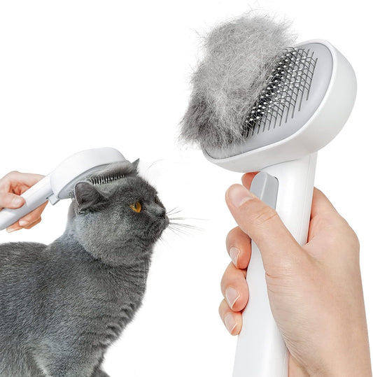 Release Button, Cat Brushes for Indoor Cats Shedding, Cat Brush for Long or Short Haired Cats, Cat Grooming Brush Cat Comb for Kitten Rabbit Massage Removes Loose Fur, White
