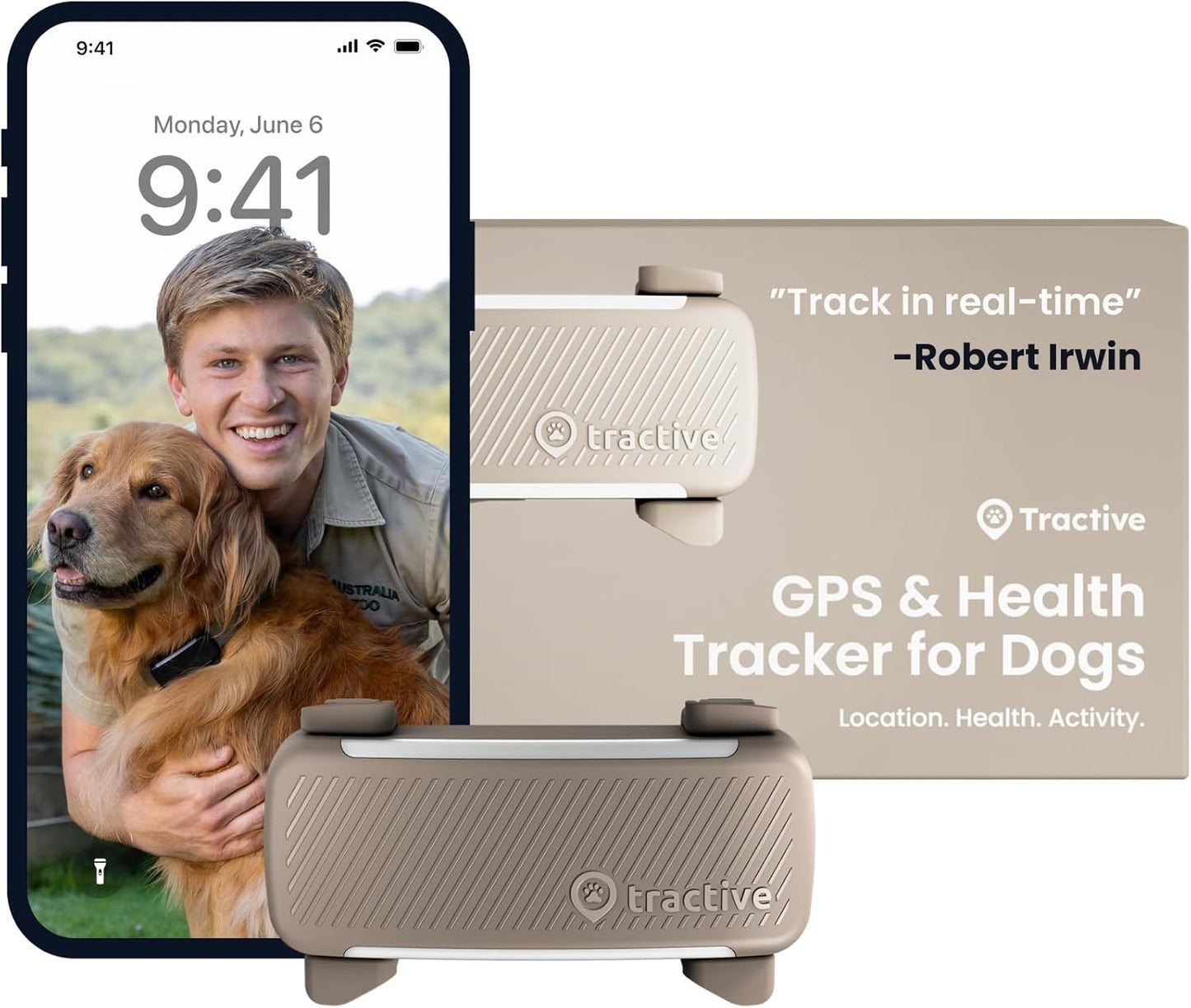Tractive GPS Dog Tracker | 2025 Edition | Market Leader | Real-time Location Tracking | Escape Alerts | Activity Monitoring | Health Alerts | Bark Monitoring (Brown)
