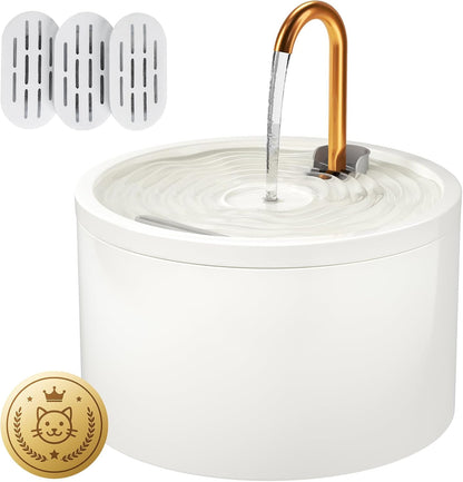 DOOOB Ceramic Cat Water Fountain, 2.1L/71oz Ceramic Cat Fountain, Automatic Ceramic Water Fountain for Cats, Pet Water Fountain with Ultra-Quiet Pump and Filter & Sponge (White)