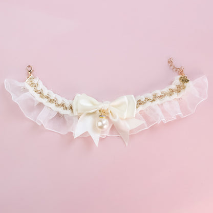 New Lace Elastic Bow Pet Collar