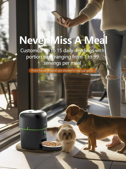 Automatic Cat Feeder with Camera, 2L Automatic Cat Feeder, 5G WiFi APP Control, 1080P HD Video Night Vision, 1-16 Meals, 1-99 Portions, Desiccant to Keep Dry Food Fresh
