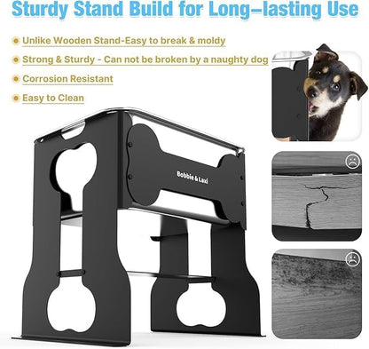 9.1 L Elevated Large Dog Water Bowl, 36CM Raised Dog Bowl with Stand for Large Breed, Full Metal Elevated Dog Bowls for Relief Joint Pressure, Easy Clean Stainless Steel Dog Bowls for Indoor Outdoor