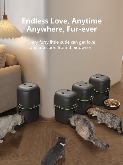 Automatic Cat Feeder with Camera, 2L Automatic Cat Feeder, 5G WiFi APP Control, 1080P HD Video Night Vision, 1-16 Meals, 1-99 Portions, Desiccant to Keep Dry Food Fresh