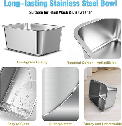 9.1 L Elevated Large Dog Water Bowl, 36CM Raised Dog Bowl with Stand for Large Breed, Full Metal Elevated Dog Bowls for Relief Joint Pressure, Easy Clean Stainless Steel Dog Bowls for Indoor Outdoor