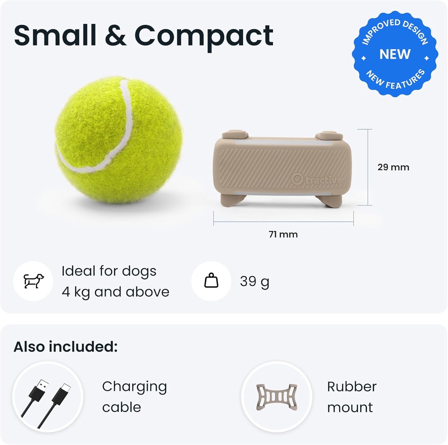 Tractive GPS Dog Tracker | 2025 Edition | Market Leader | Real-time Location Tracking | Escape Alerts | Activity Monitoring | Health Alerts | Bark Monitoring (Brown)